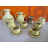The Friars of Aylesford stoneware studio pottery collection comprising part tea service, three