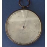 Short & Mason compensated travelling barometer with silvered dial and brass casework