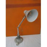 1960's desk lamp, with grey colourway to shade and the base with articulated ball joint, 56 cm