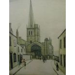 Laurence Stephen Lowry (1887 - 1976, British) - 'Burford Church', signed, limited 752/850, colour
