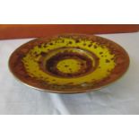 Sutton Taylor Studio dish, with lustre decoration on a yellow ground, 29 cm diameter