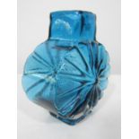 Whitefriars - Sunburst blue glass vase, 15.5cm high