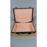 Vintage dressing case 37x49x16cm in black with silver chrome fastenings and pink lined interior