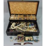 Collection of vintage costume and silver jewellery to include seven silver rings, gold plated