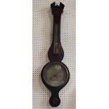 Antique barometer thermometer by Pozzi & Co, silvered back plate, the case inlaid with shell and