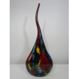 An unusual, probably Italian red mottled glass baluster vase of stylised form, 58cm high