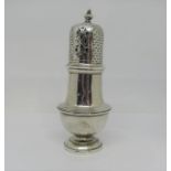A Georgian style silver sugar sifter of usual baluster form, (weighted) Chester 1908