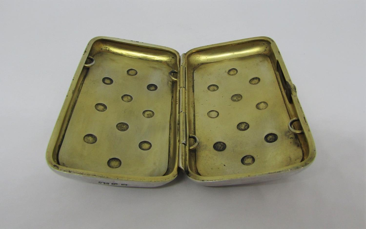 A silver card case of convex form with engine turned detail, Chester 1908, together with a 19th - Image 2 of 4
