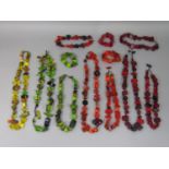 Collection of Sobral Jackie Brazil resin costume jewellery in tones of red, orange, yellow and
