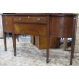 An Edwardian mahogany breakfront sideboard in the Georgian style, with satinwood cross banding and