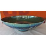Sutton Taylor Studio large dish with lustre banded decoration upon a green ground, 44 cm diameter