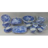 A collection of Copeland Spode blue and white printed Italian pattern wares comprising square shaped