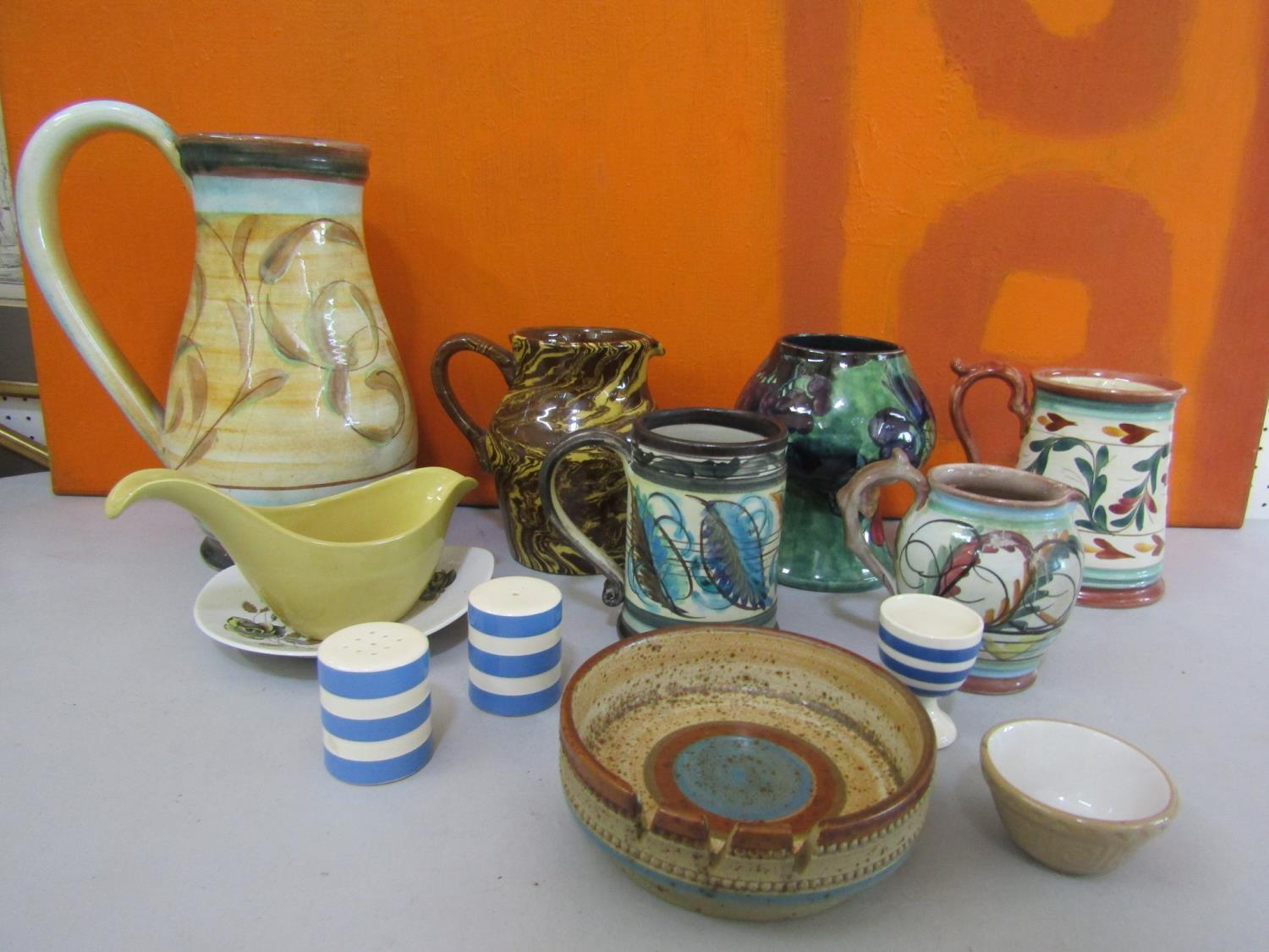 A collection of vintage ceramics and pottery to include Denby, Cornishware, Titan ware and others (