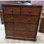 A Victorian mahogany chest of three long and two short drawers on plinth base, 120cm wide