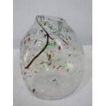 Probably Venetian mottled glass vessel of organic form with lobed detail and various colourful