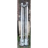 Good pair of vintage industrial painted steel framed strip lights, 188cm long approx (2)