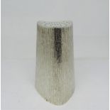 A contemporary silver caster of tapering tricorn form with bark effect detail, 12cm high, by CJ