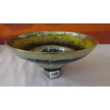 Sutton Taylor Studio pedestal bowl, with lustre decoration upon a yellow ground, 25 cm diameter
