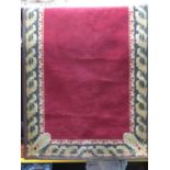 A heavy gauge wool runner Craigie Stockwell Carpets, the central plain pale red frieze within