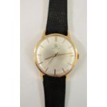 Vintage gent's Certina 18ct dress watch, champagne dial with baton markers, 34mm case, currently