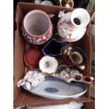 A collection of 19th century and later ceramics including a toby jug in the form of a snuff taking