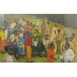 Anne Wilson (20th century) - 'Night Market, Zanzibar', mixed media, singed and dated 1995, titled