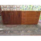 1970s teak chest of four long drawers with brass drop handles, 70cm high x 88cm wide, together