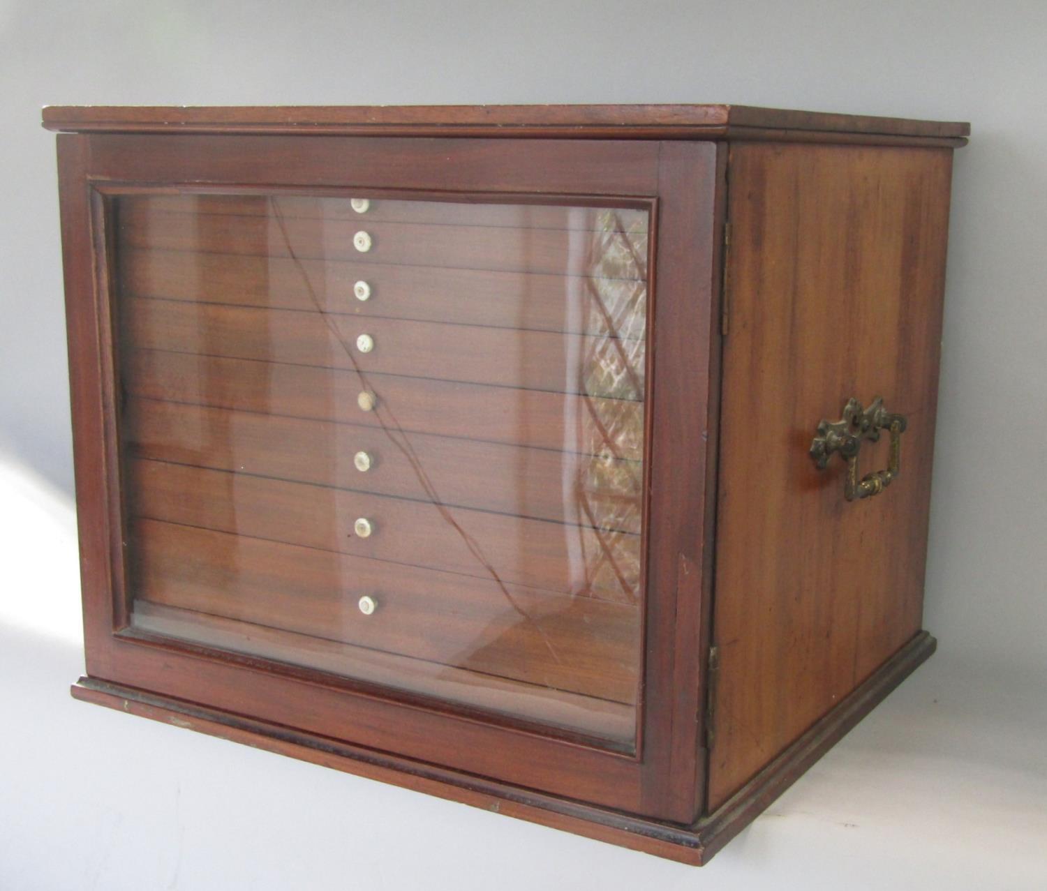 A good quality Victorian mahogany specimen or collectors cabinet, the glass panelled front enclosing - Image 9 of 11