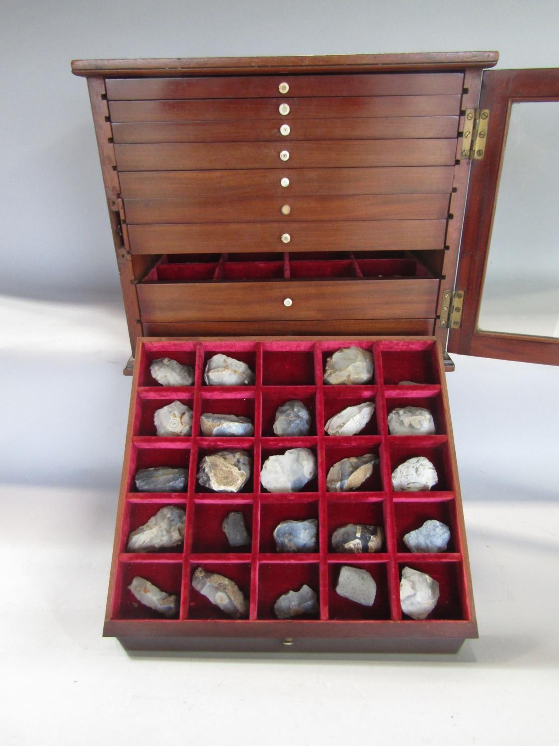 A good quality Victorian mahogany specimen or collectors cabinet, the glass panelled front enclosing - Image 2 of 11