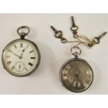 19th century silver fusee pocket watch by William Vaughan of Newport, the enamel dial with Roman