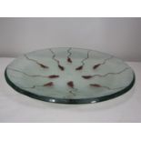 Mid-20th century Australian school - Large and heavy thick glass dish, decorated with obscure