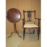 A Victorian mahogany Pembroke table and 19th century mahogany snap top table, the circular dished