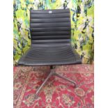 Charles Eames for Herman Miller EA108 office chair, with leather upholstery upon a cast aluminium