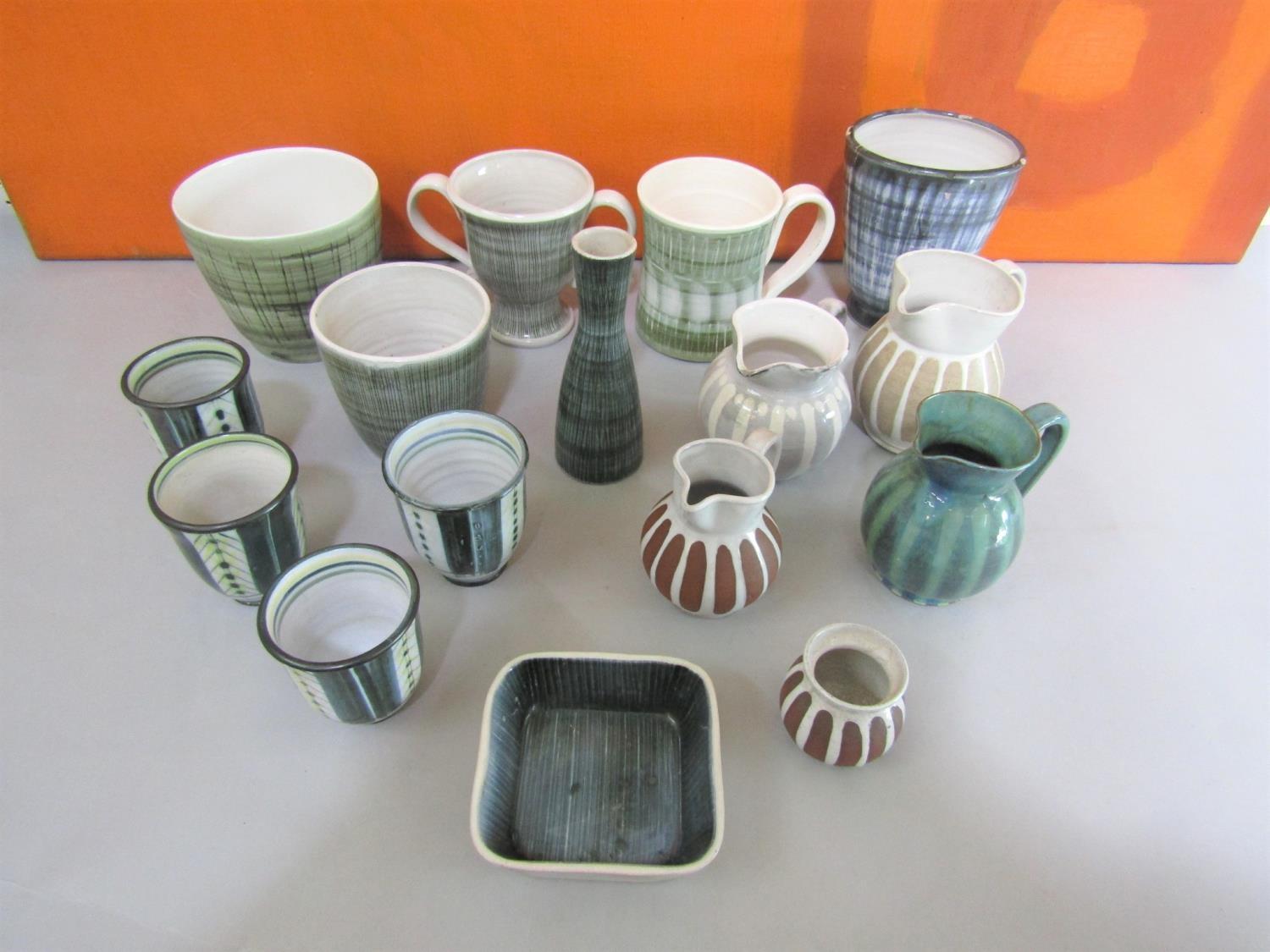 Rye Pottery - A collection of studio pottery wares with incised and drip ware decoration, to include - Image 2 of 2