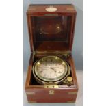 Good quality Thomas Mercer of London mahogany cased ships chronometer, No 22525, the silvered dial