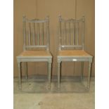 A pair of lightweight 19th century painted bedroom/side chairs, the backs with turned and fluted