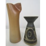 Joanna Constantinidis (1927 - 2000) - Glazed raku pottery vase, with one corner crimped,