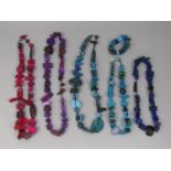 Collection of Sobral Jackie Brazil resin costume jewellery in tones of blue, purple and pink,