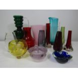 A collection of various art and modern glass ware to include a Ysart glass vase, together with