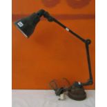 In the manner of Dugdills - vintage industrial articulated wall lamp in green colourway, 70 cm