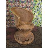 Wicker and Bamboo peacock type chair, 81cm high