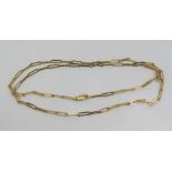 18ct bar link necklace, 61cm long approx, 11.3g