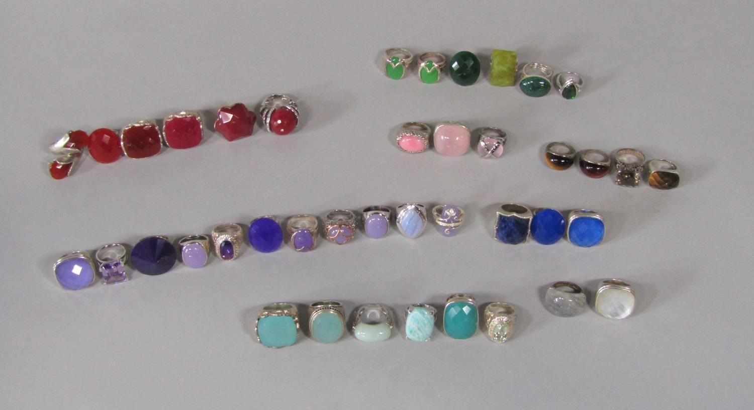 Large collection of silver gem-set dress rings with various faceted and cabochon stones (41) - Image 2 of 2