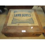 A vintage John Jaques & Sons Ltd, London, set of lawn bowls in original pine box