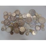 An unsorted collection of pre 1920 English silver coinage, 320 grams, together with 100 grams of