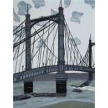 Edward Bawden (1903 - 1989) - 'Albert Bridge', 43/75 lino cut, 66 x 51cm, unframed