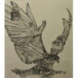 Janet King (20th century) - 'Catcher', study of a falcon, signed, dated 1988, limited 4/20 black and