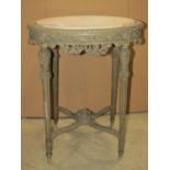 A Louis XV1 style occasional/centre table of circular form with inset marble top and painted frame