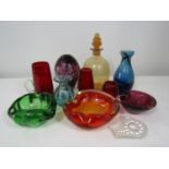 A good collection of modern art glass to include a Venetian type glass baluster vase, a further