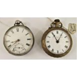 19th century silver pair cased flat lever pocket watch by Waltham, the enamel dial with Roman